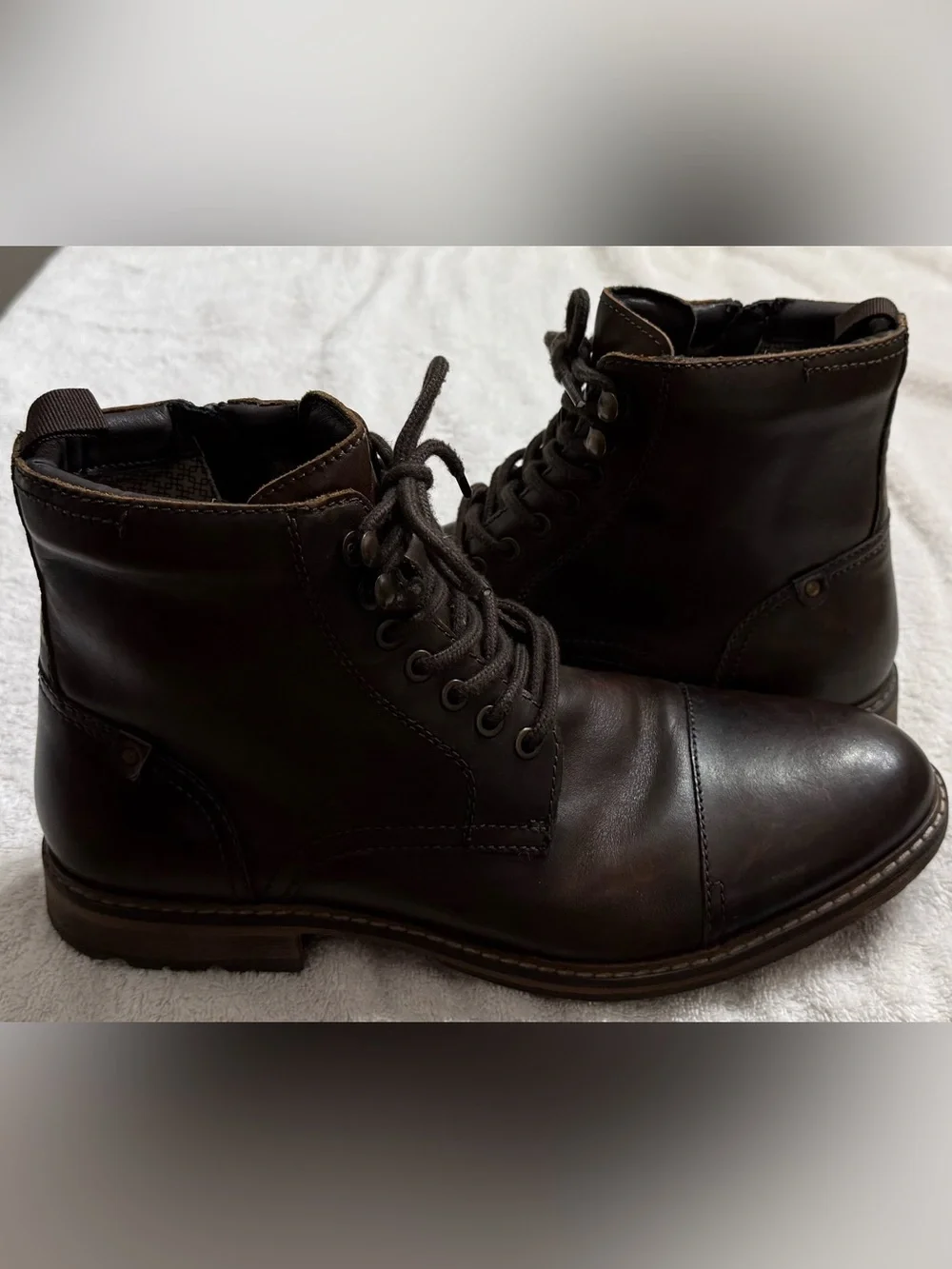 Crown Vintage Cabastian Men's Dark Brown Leather Side Zip-Up Boots